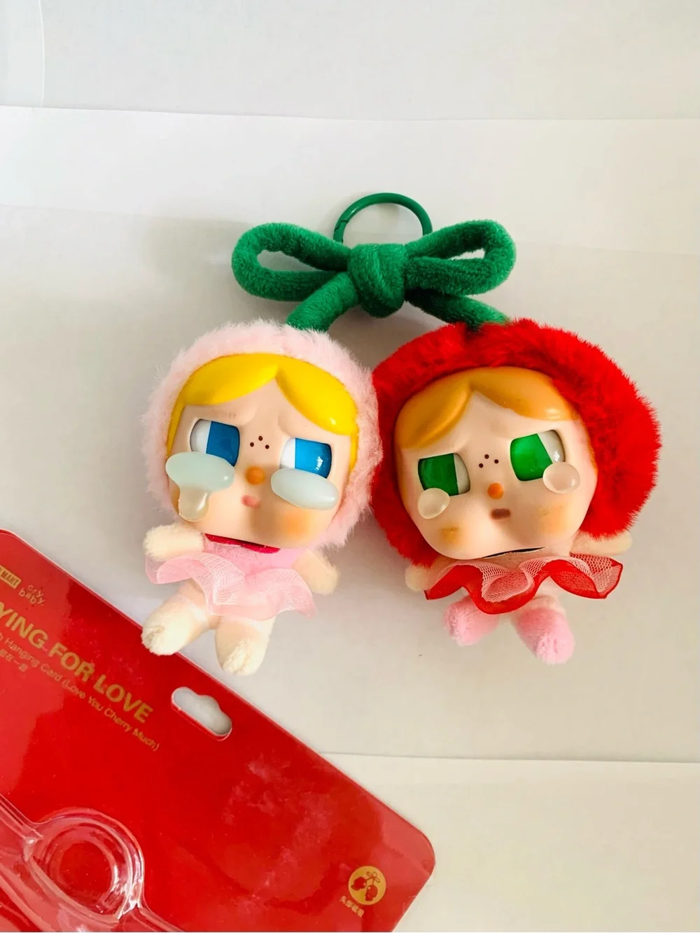 POP MART CRYBABY Crying For Love Love You Cherry Much Plush Bag Charm EUC